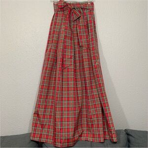 Diane Richard’s Plaid Maxi Christmas Skirt in Red and Green
